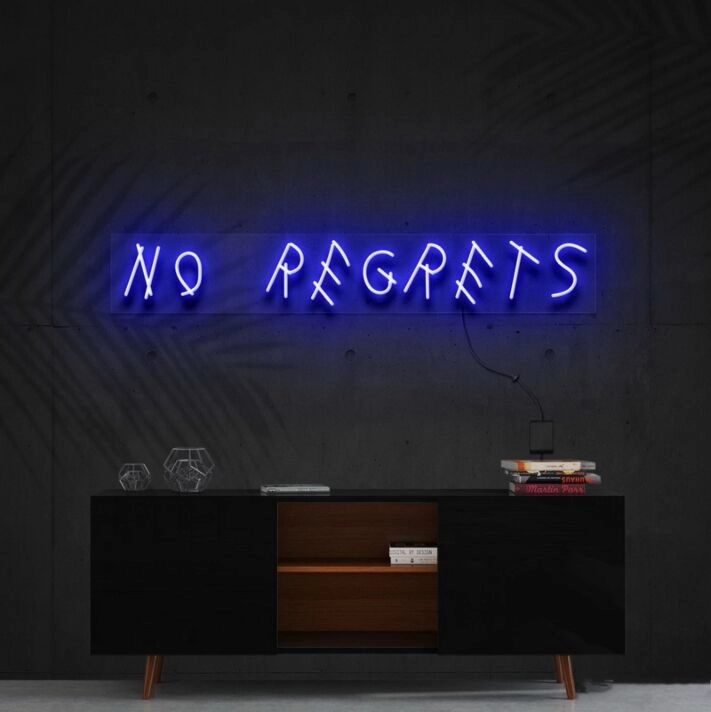 No Regrets Neon Sign for Motivational Spaces