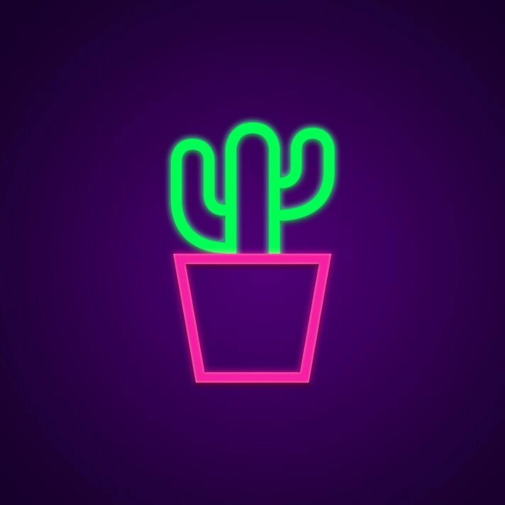 Cactus Neon Sign for Nature and Desert Themed Spaces