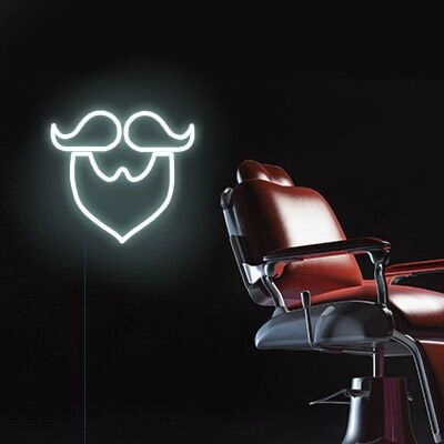 Mustache And Beard Neon Sign Perfect for barbershops and grooming salons