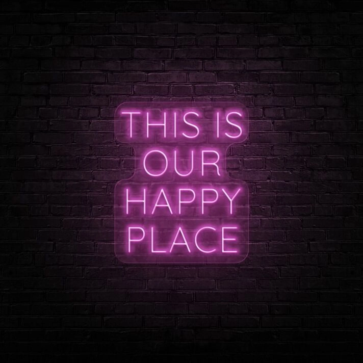 This Is Our Happy Place Neon Sign Create a warm and inviting atmosphere