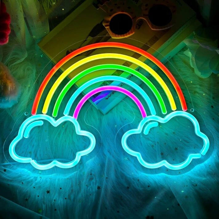 Lucky Rainbow Neon Sign Kids Room Joy