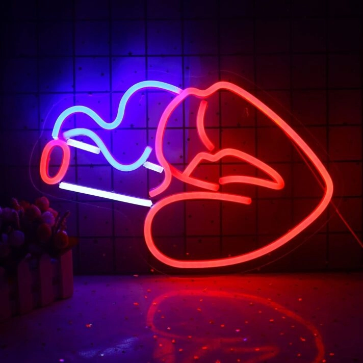 Smoking Mouth Neon Sign Bar Lounge