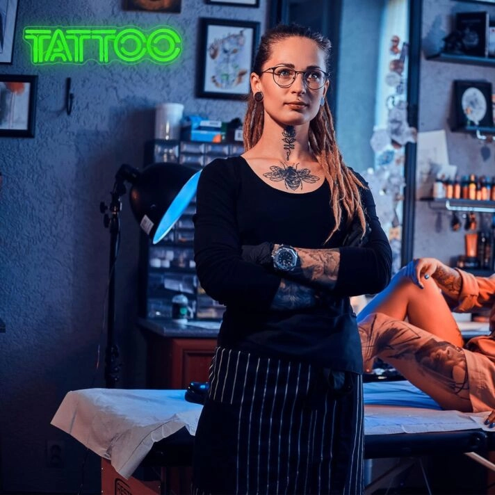 Tattoo Green Neon Sign Tattoo Studio