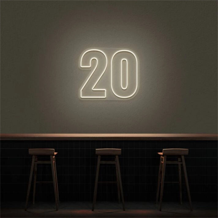 Add a Vibrant Touch to Weddings, Birthdays, and Bars with the 20 LED Neon Number Sign.