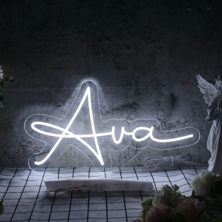 Brighten Up Any Space: Ava Name LED Neon Sign, Perfect for Weddings, Bars, and Home Decor.