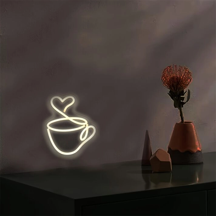 Brighten Up Your Café, Kitchen, or Wedding with the Coffee Cup Neon Sign Coffee Bar LED Neon Light.