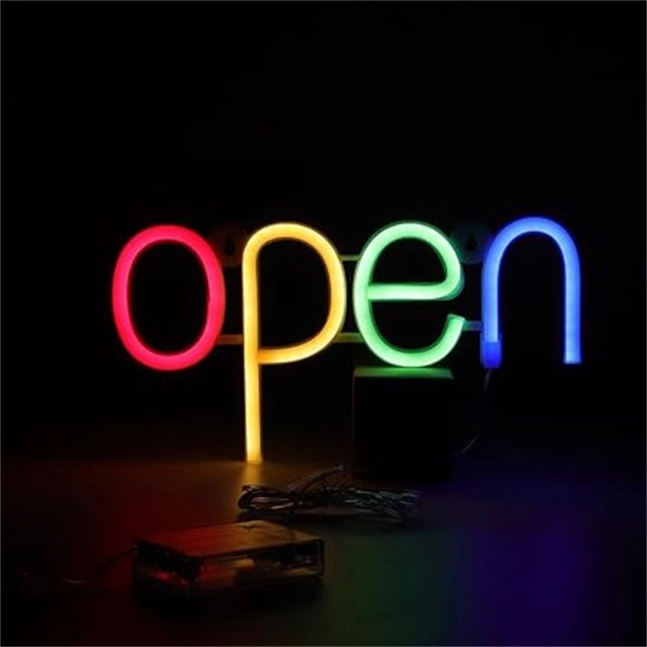 Brighten Up Your Bar, Cafe, or Storefront with the Inviting Glow of the Colorful Open LED Neon Sign.
