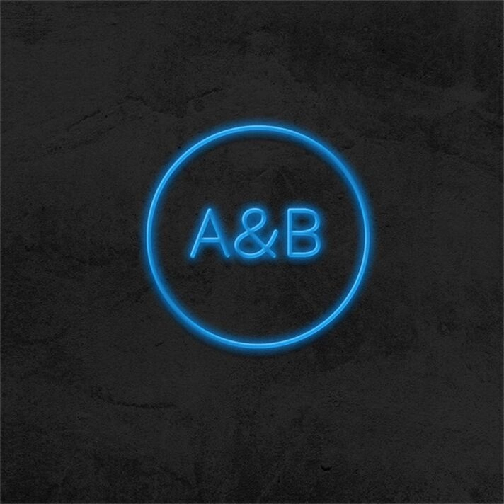 Custom Circle Initials A and B LED Neon Sign: Perfect for Weddings, Home Decor, and Trendy Bar Settings