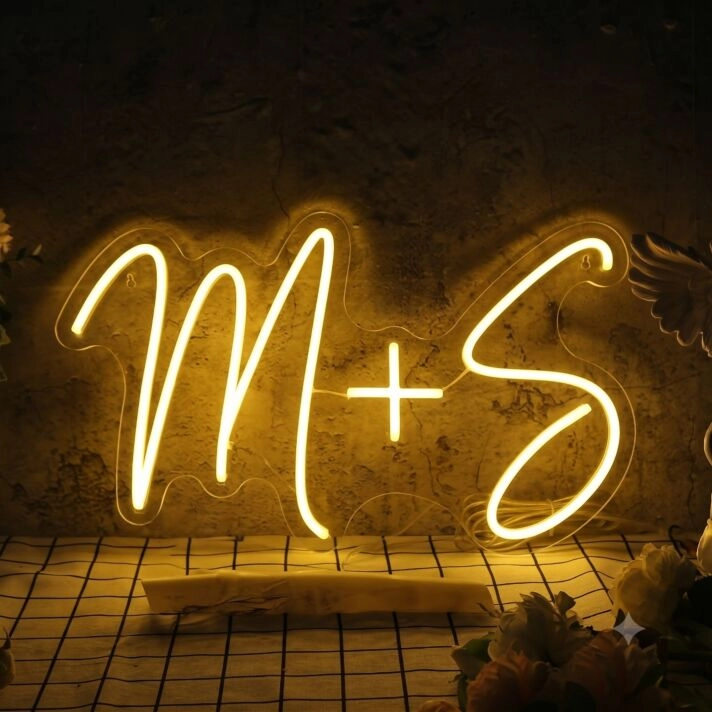 Brighten Your Special Day and Beyond: Custom InitialS M S Wedding LED Neon Signs for Weddings, Receptions, and Romantic Home Decor.