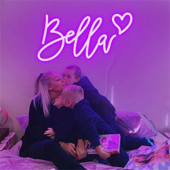 Brighten Your Wedding, Home, and Bar Ambiance with the Custom Name Bella With Heart LED Neon Sign