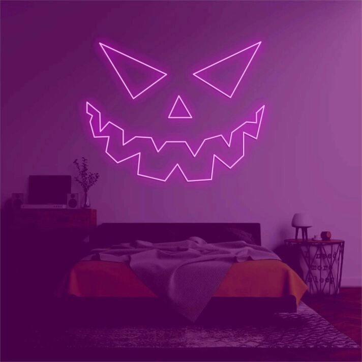 'Evil face' neon sign
