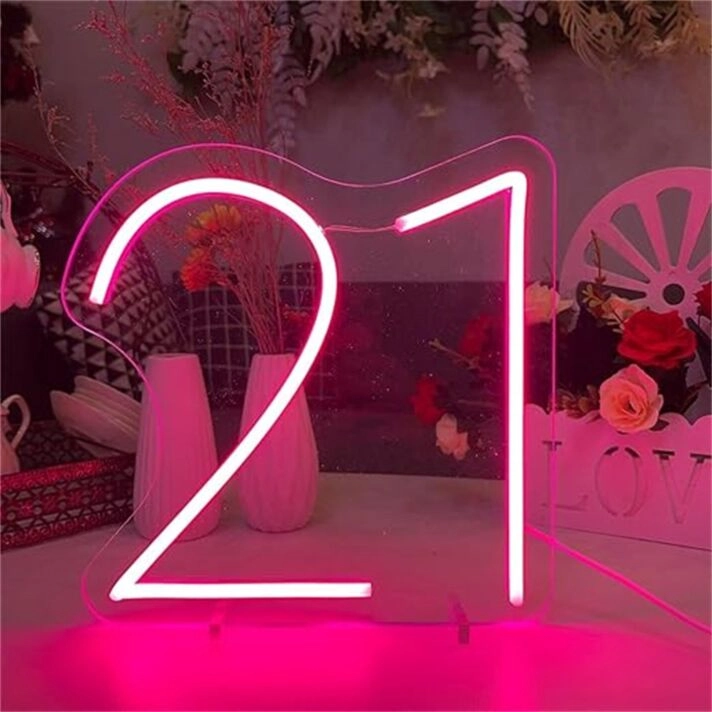 Brighten Your 21st Birthday Bash and Home Space with the Custom Number 21 Birthday Party LED Neon Sign