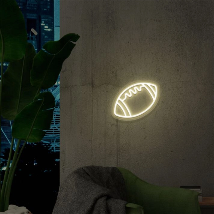 Elevate Your Game Room, Man Cave, or Sports Bar Ambiance with the Football LED Neon Sign Sketch and Etch Us.