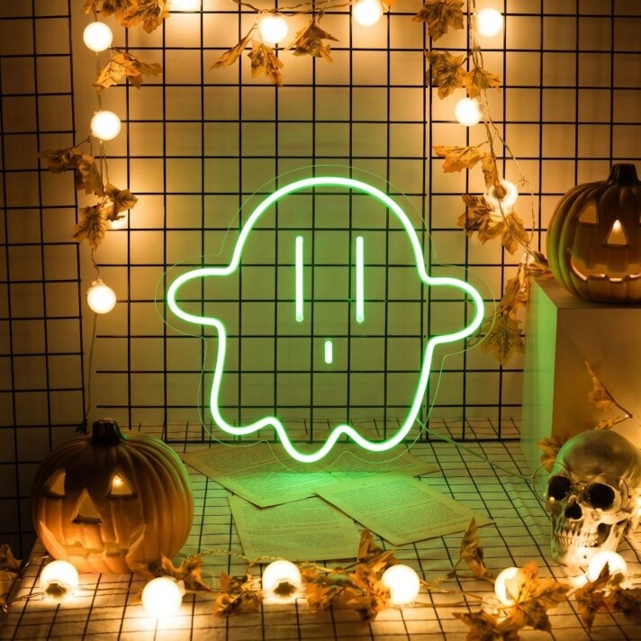 Brighten Up Your Space: Perfect for Home Decor, Office Ambiance, and Halloween Parties with Ghost LED Neon Sign.