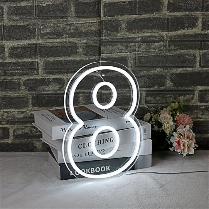 Celebrate in Style: LED Neon Birthday Number 8 LED Neon Sign Perfect for Birthdays, Anniversary Celebrations, and Themed Events.