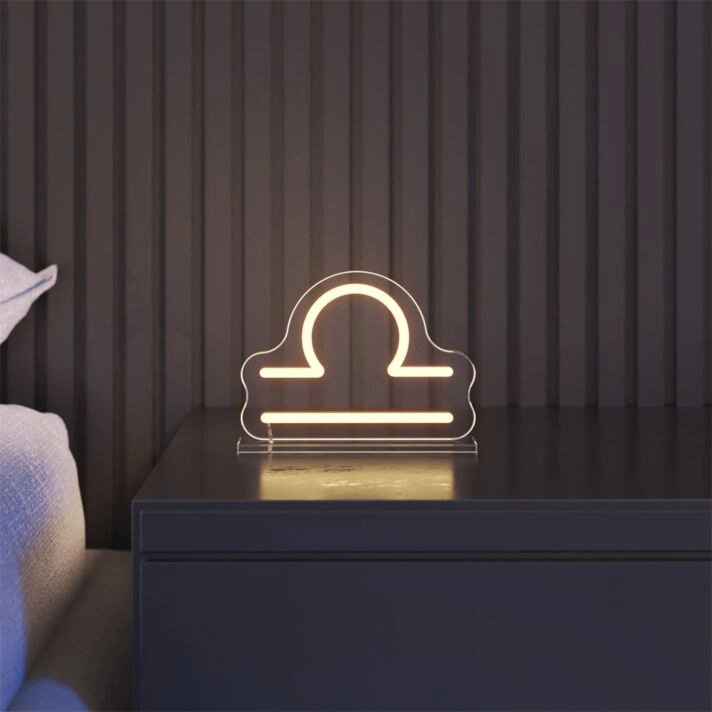 Brighten Up Your Workspace or Add a Festive Touch to Celebrations with the Mini Libra LED Neon Sign.