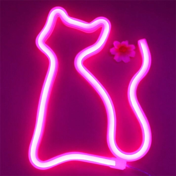 Brighten Your Daughter's Bedroom or Next Slumber Party with Pink Cat Girls Room Decor LED Neon Sign