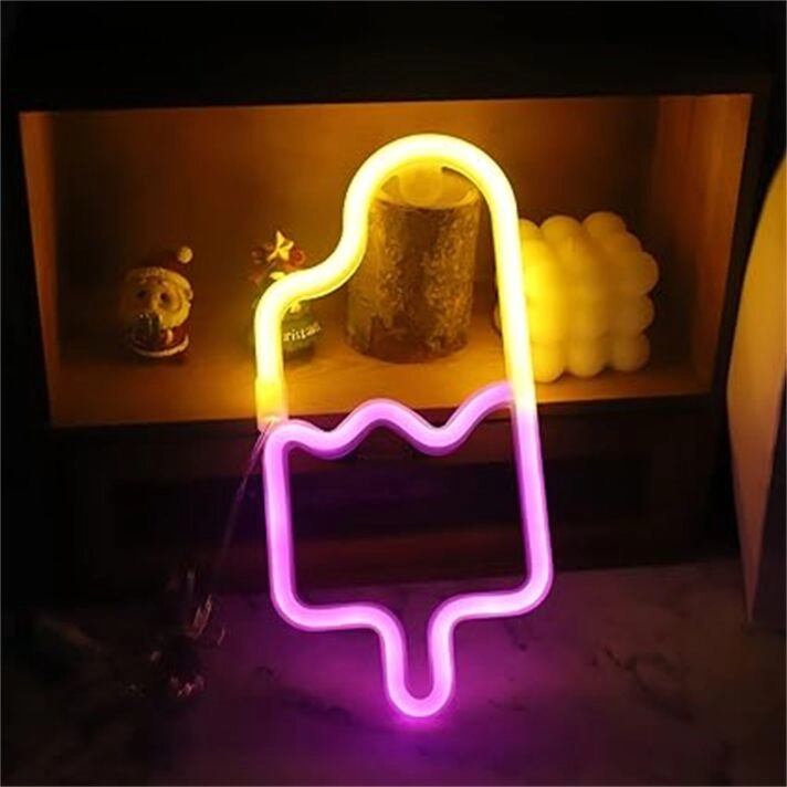 Brighten Up Your Space: Popsicle Shaped LED Neon Sign for Home Decor, Bars, and Summer Parties