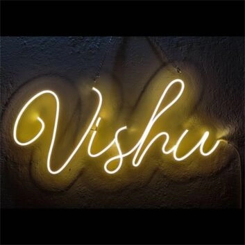 Brighten Your Space: Vishu Name LED Neon Sign for Home Decor, Office Ambiance, and Vibrant Parties.