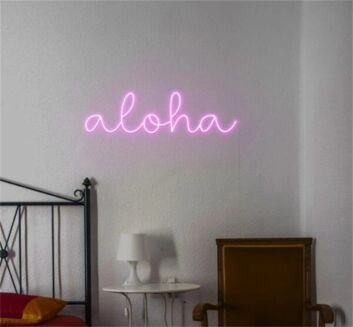 Brighten Up Your Space: Wall Decor Home LED Sign Aloha LED Neon Sign Ideal for Bar, Weddings, and Home Ambiance.