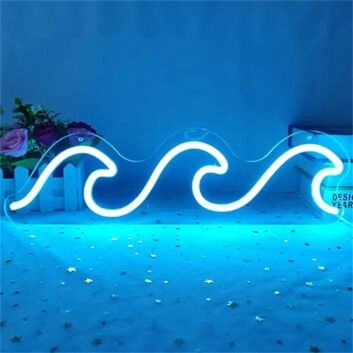 Brighten Your Space: Wave LED Neon Sign for Bars, Home Decor, and Office Ambiance.