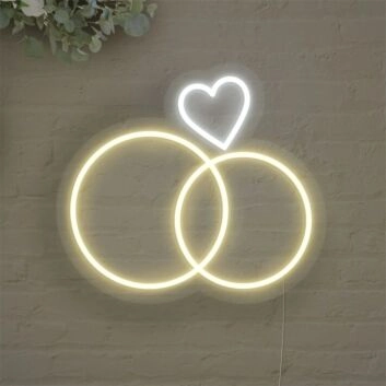 Brighten Your Wedding, Party, and Home Décor with the Wedding Rings LED Neon Sign.