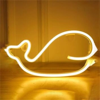 Brighten Your Space: Whale LED Neon Sign for Home Decor, Office Ambiance, and Bar Settings.