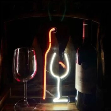 Brighten Up Your Bar, Dining Area, or Wedding Ambiance with Wine Glass LED Neon Sign Art.