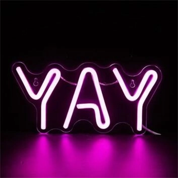 Brighten Your Space: Yay Cute LED Neon Sign - Perfect for Home Decor, Bars, and Weddings.
