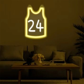 Brighten Your Space: Yellow And White No 24 LED Neon Light for Home, Office, and Bar Ambiance Enhancement.