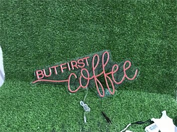 Enhance your cafe or kitchen ambiance with the vibrant But First Coffee In Red LED Neon Sign, perfect for coffee lovers and late-night gatherings.