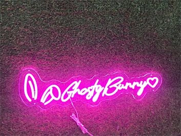 Brighten Up Your Space: Ghosty Bunny Heart Custom LED Neon Sign for Weddings, Home Decor, and Festive Celebrations