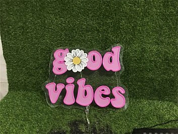 Brighten Your Space: Good Vibes UV Logo Sign Custom LED Neon Sign for Office, Bars, and Wedding Celebrations.
