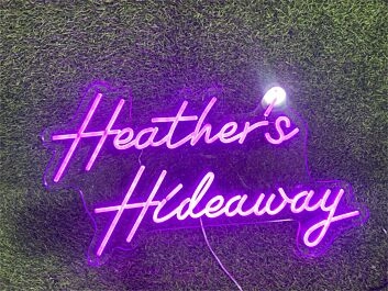 Brighten Your Space: Heathers Hideaway Custom LED Neon for Home Decor, Office Ambiance, and Celebratory Occasions like Weddings & Parties.