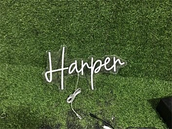Brighten Up Your Special Occasions: Personalize Custom Harper With Heart LED Neon Sign for Weddings, Parties, and Romantic Home Decor.