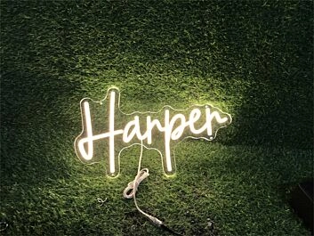 Brighten Up Your Special Occasions: Personalize Custom Harper With Heart LED Neon Sign for Weddings, Parties, and Romantic Home Decor.