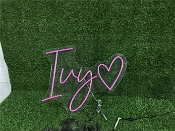 Elevate Weddings, Bars, and Home Decor with the Personalize Custom Ivy With Heart LED Neon Sign.