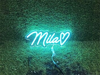 Elevate Your Space: From Weddings to Bars with the Personalize Custom Mila With Heart LED Neon Sign.