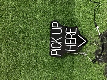 Brighten Your Bar, Cafe, or Food Truck Ambiance with the Pick Up Here In Black Board LED Neon Sign.