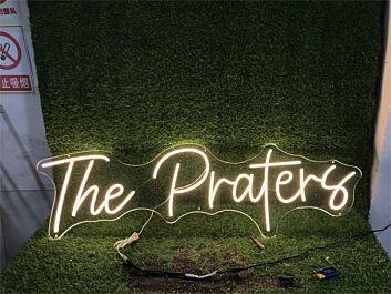Brighten Up Your Space: The Praters Custom LED Neon Sign for Home Decor, Office Ambiance, and Vibrant Storefront Display.