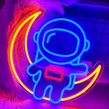 Light Up Your Space Adventure: Astronaut Sitting On The Moon Cute Neon Sign for Kids' Rooms, Play Areas, and Themed Parties