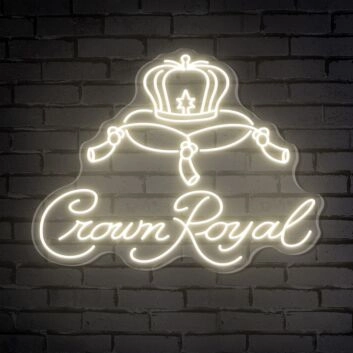Elevate Your Bar, Office, or Party Ambiance with the Crown Royal Words Crown Bar Neon Sign.