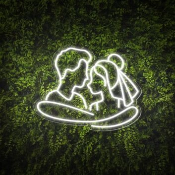 Add a Romantic Glow to Your Bedroom, Wedding, or Anniversary Celebration with the Cuddling Couple Shape Neon Sign.