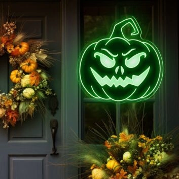Bring a Spooky Glow to Your Halloween Festivities with the Devil Face Pumpkin Neon Sign - Perfect for Home, Storefronts, and Theme Parties.