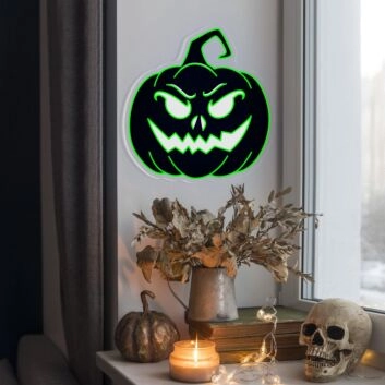 Bring a Spooky Glow to Your Halloween Festivities with the Devil Face Pumpkin Neon Sign - Perfect for Home, Storefronts, and Theme Parties.