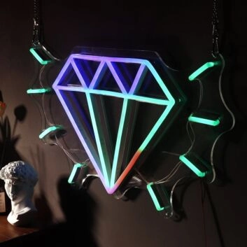 Brighten Up Your Space: Diamond Magic Led Neon Sign for Room, Perfect for Office, Bar, Weddings, and Celebratory Events.