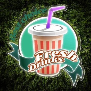 Brighten Up Your Bar, Store, or Wedding with the Fresh Drinks Words Logo LED UV Neon Sign.