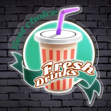 Brighten Up Your Bar, Store, or Wedding with the Fresh Drinks Words Logo LED UV Neon Sign.