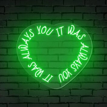 Brighten Your Wedding and Home Ambiance with the &quot;It Was Always You Words Heart&quot; Neon Sign