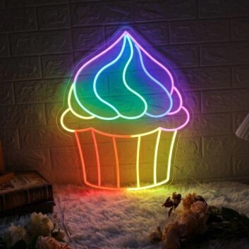 Brighten Your Space: Multicolor Cupcake Magic Led Neon Sign Perfect for Home Decor, Celebration Ambiance, and Eye-Catching Storefronts